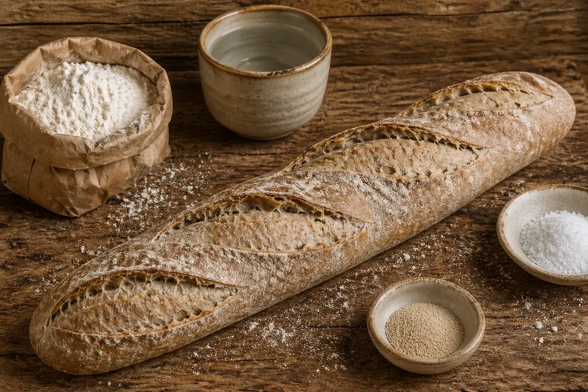 Baguette maison grise croustillante