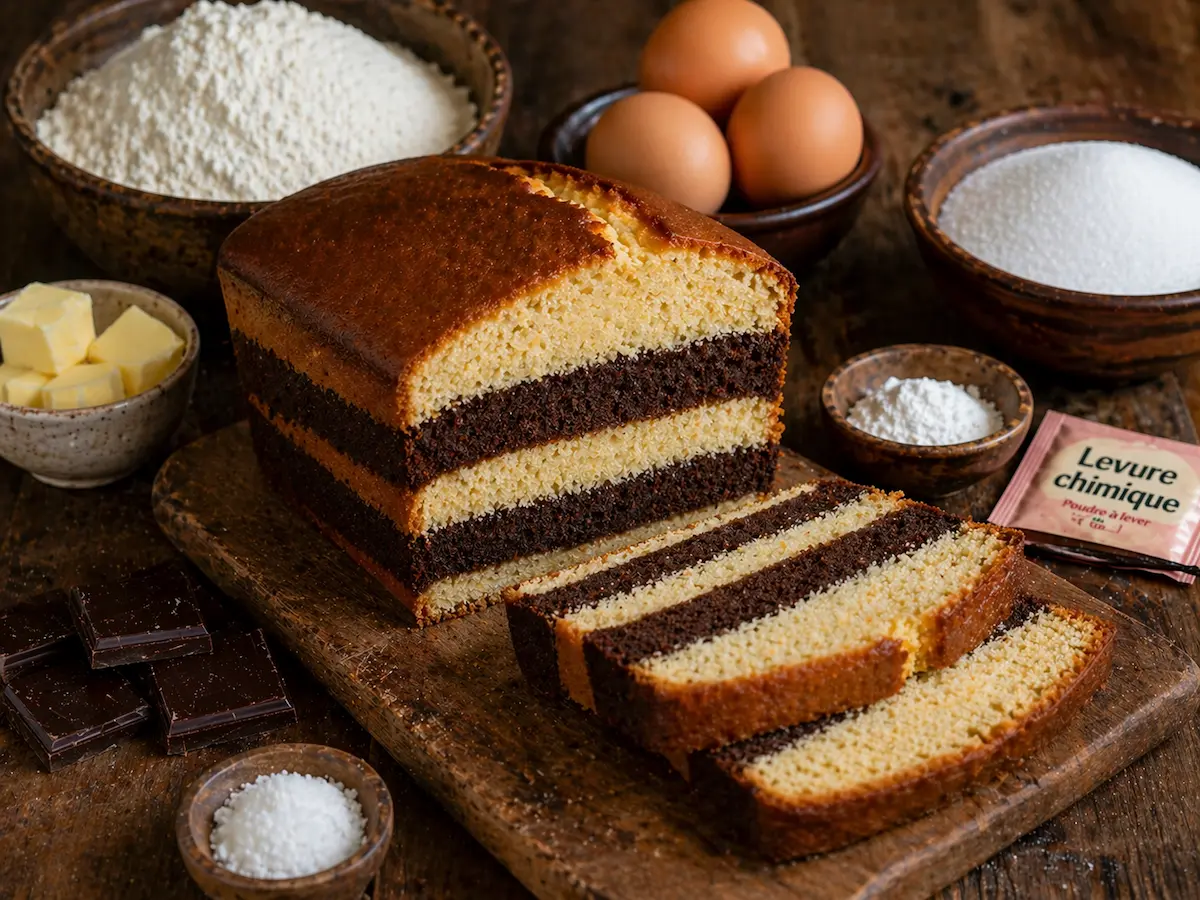 Cake marbré chocolat vanille moelleux