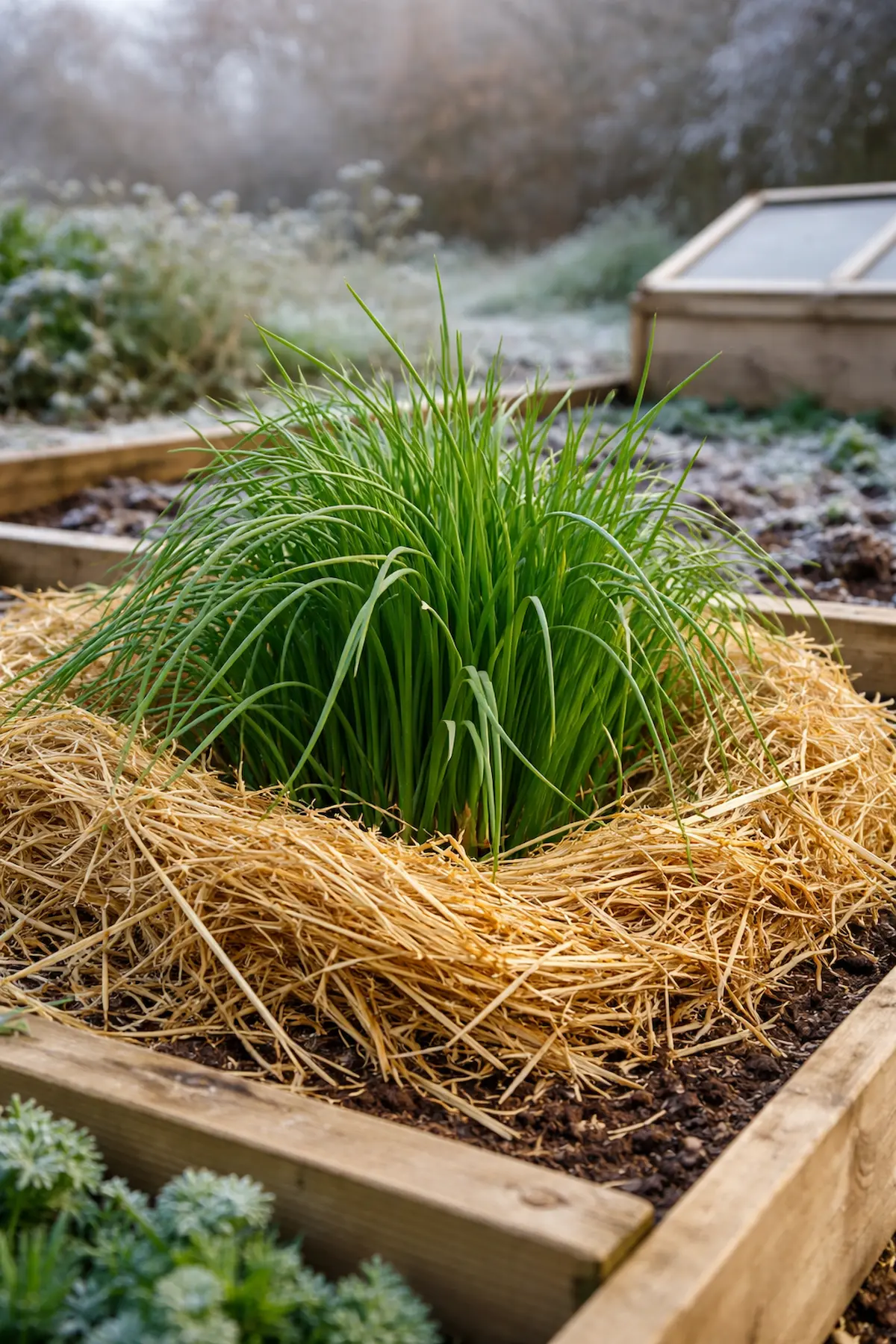 Ciboulette cultivée dans un potager en Belgique