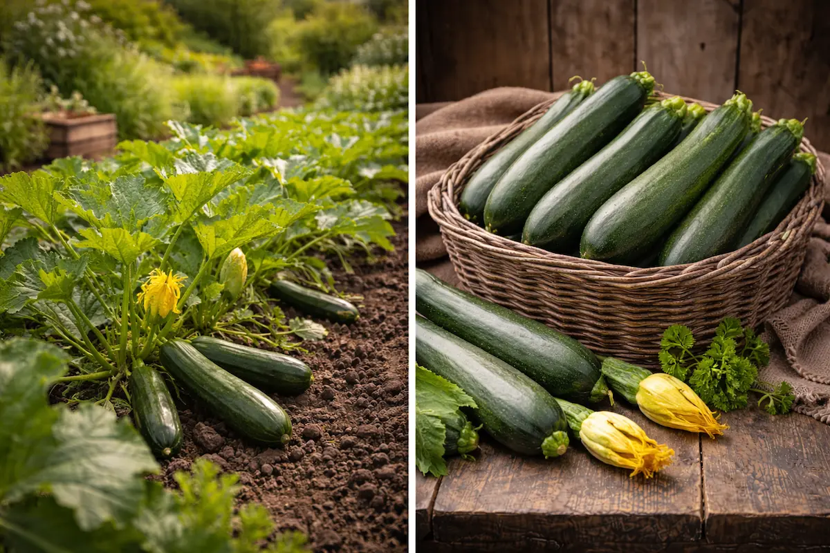 Courgettes cultivées dans un potager en Belgique