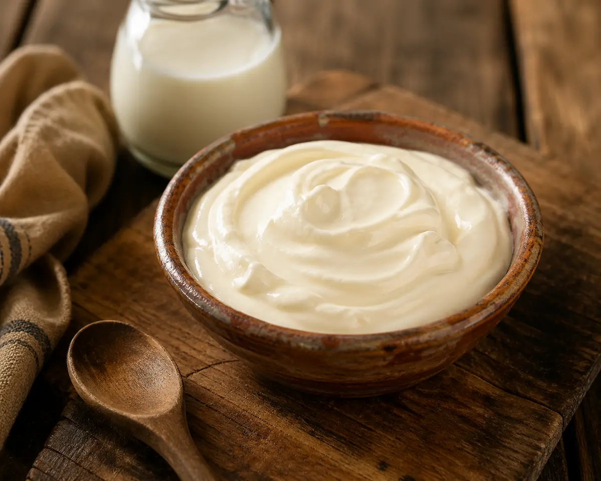 Crème fraîche épaisse artisanale texture onctueuse