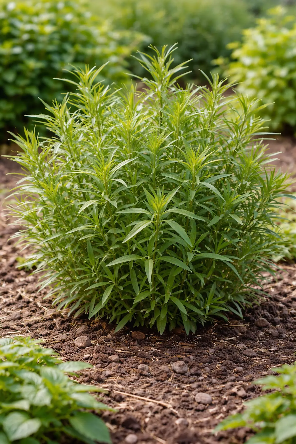 Estragon cultivé dans un jardin en Belgique