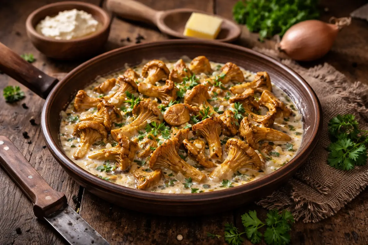 Poêlée de girolles à la crème recette facile champignons