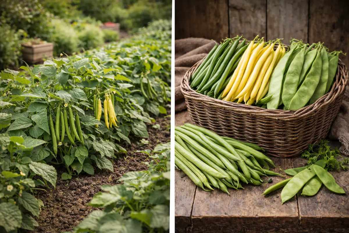 Haricots cultivés dans un potager en Belgique
