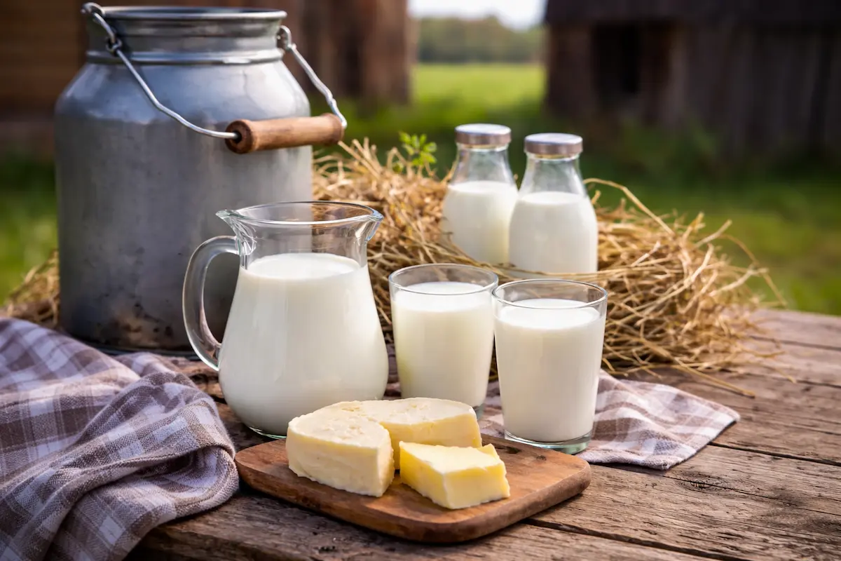 Lait frais provenant d'une ferme locale