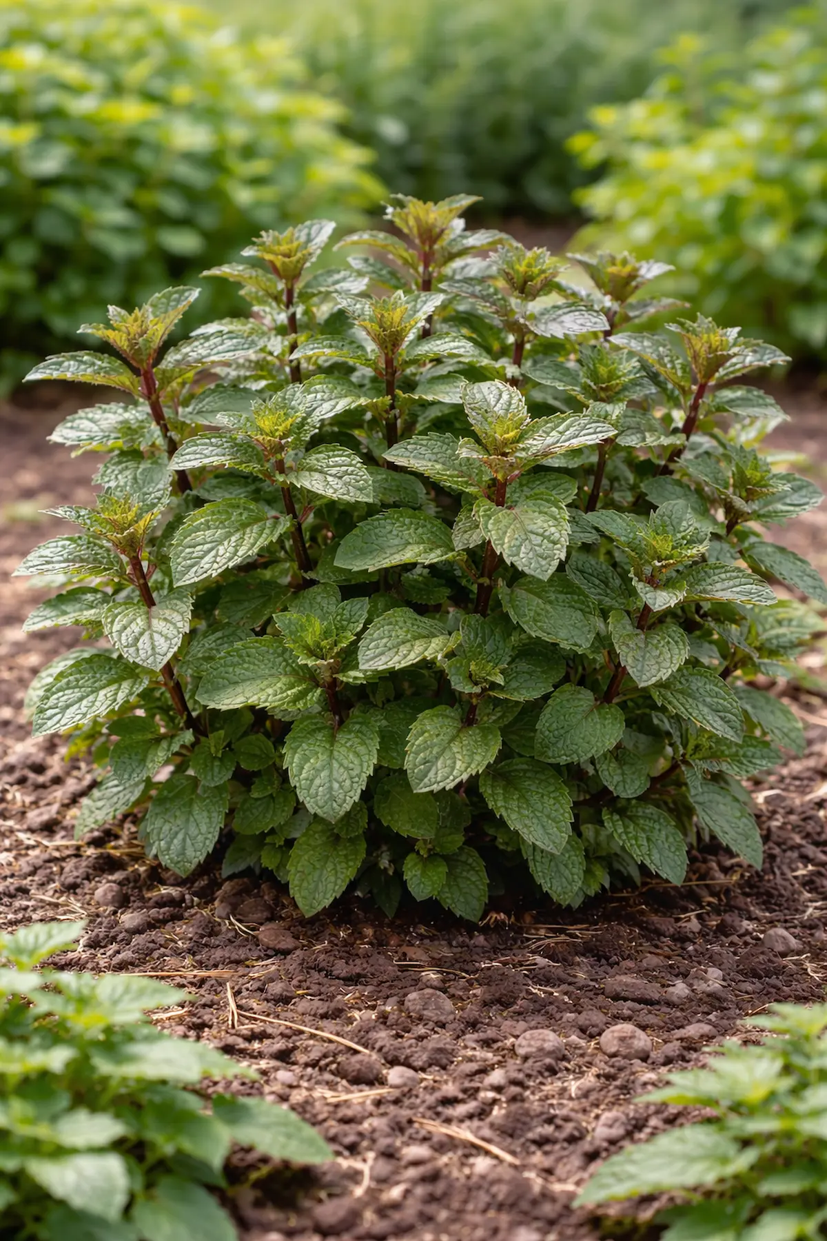 Menthe poivrée cultivée dans un jardin en Belgique