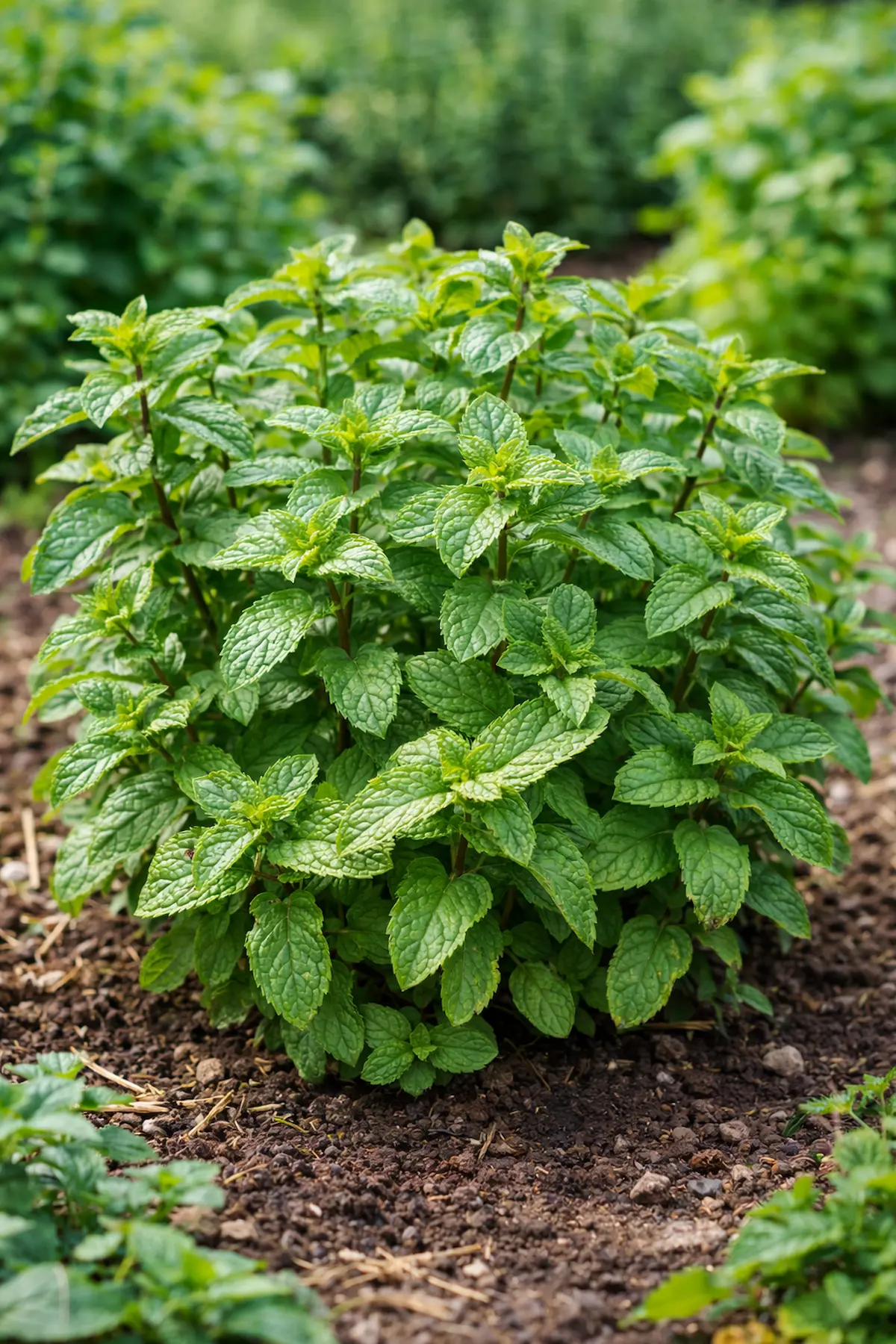 Menthe cultivée dans un potager en Belgique