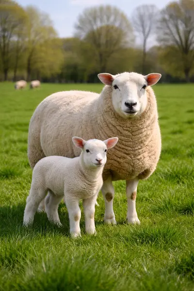 Mouton Texel dans une prairie d'élevage en Belgique