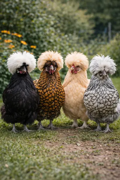 Poule Padoue hollandaise dans une basse-cour en Belgique