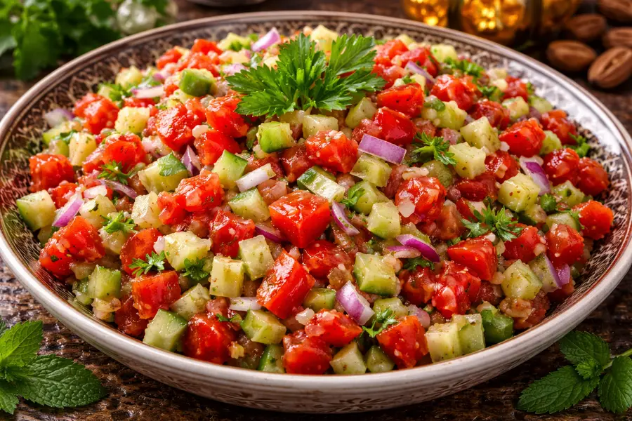 Salade marocaine concombre tomate