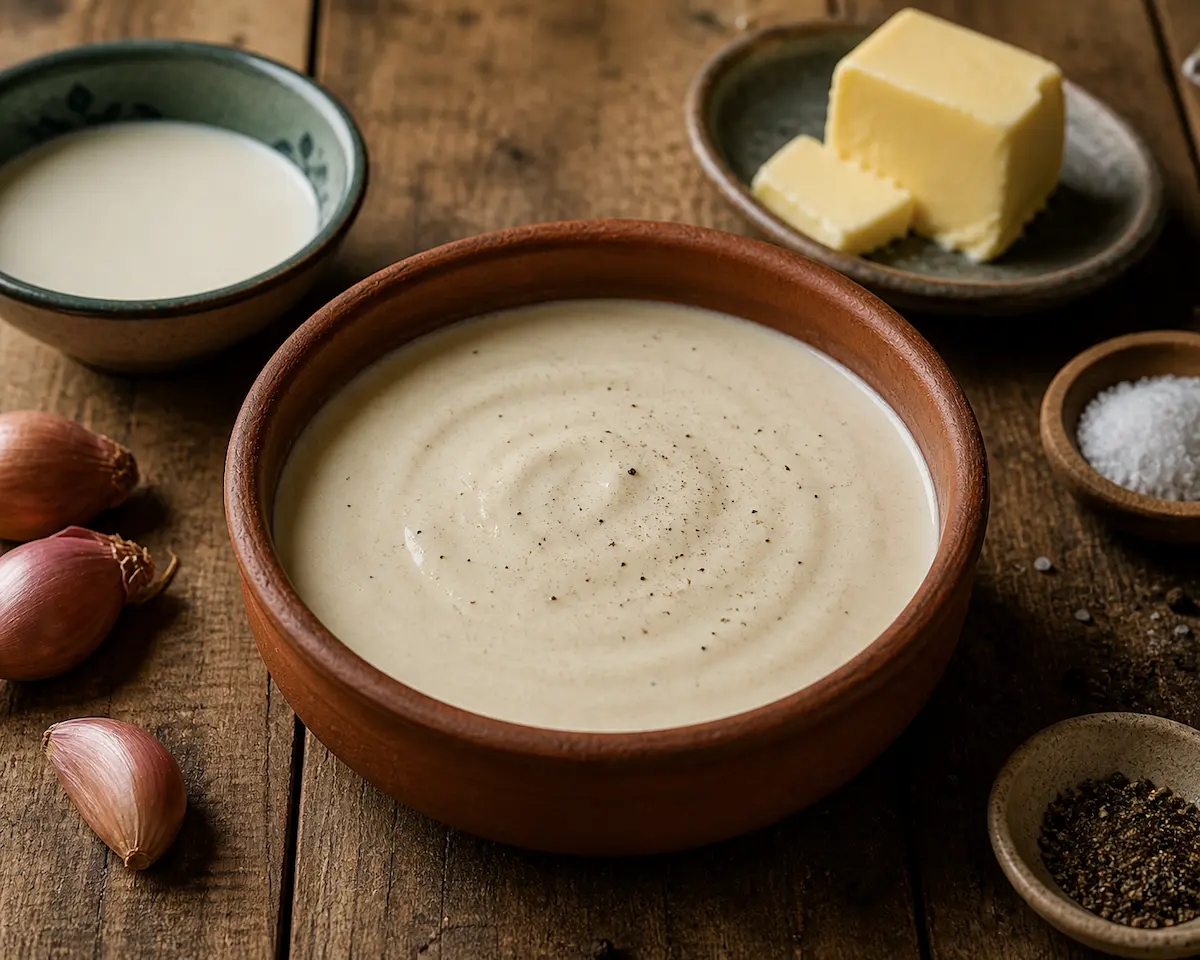 Sauce à la crème pour viande texture onctueuse