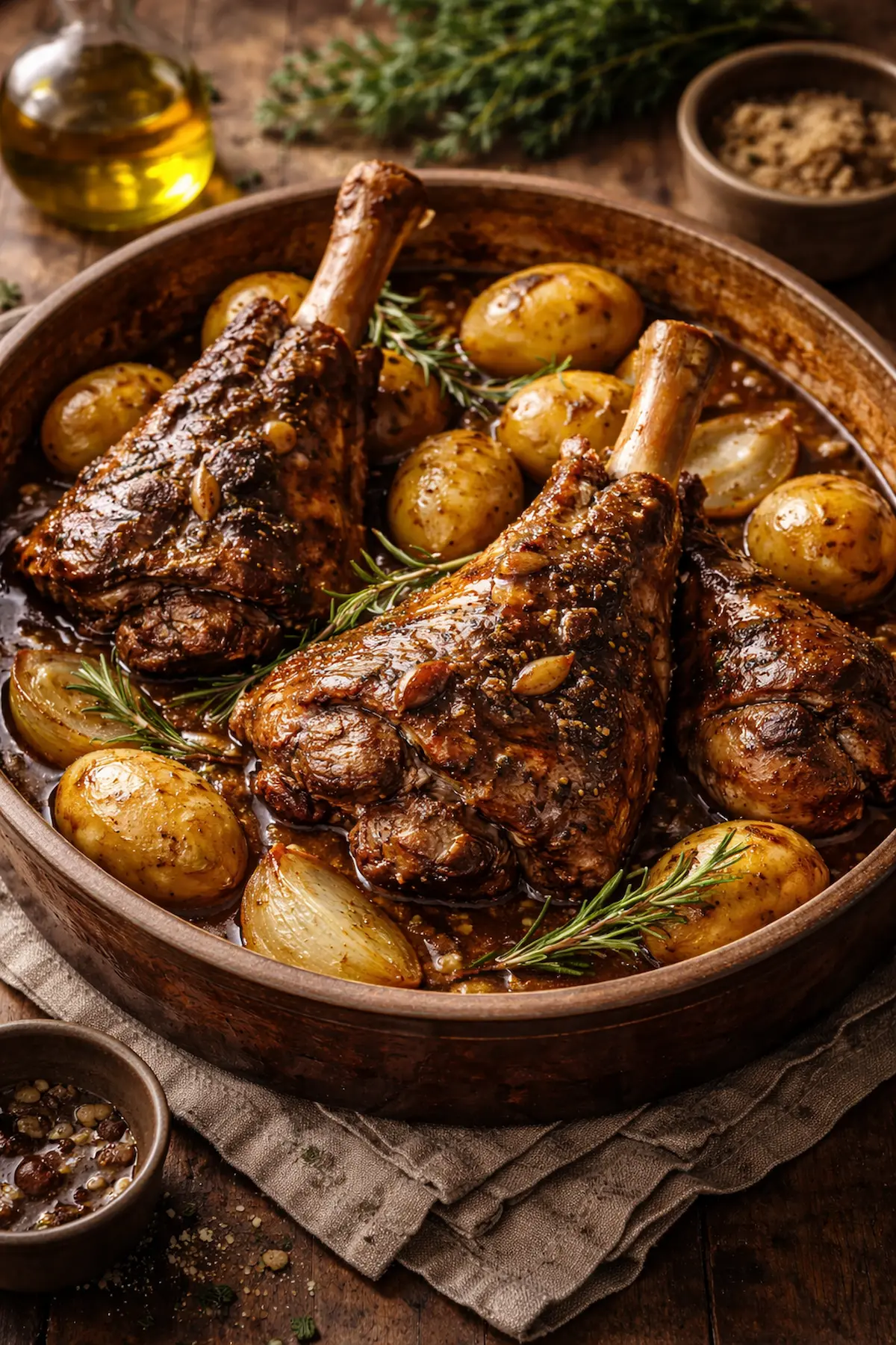 Gigot d’agneau au four recette viande rôtie tendre herbes ail