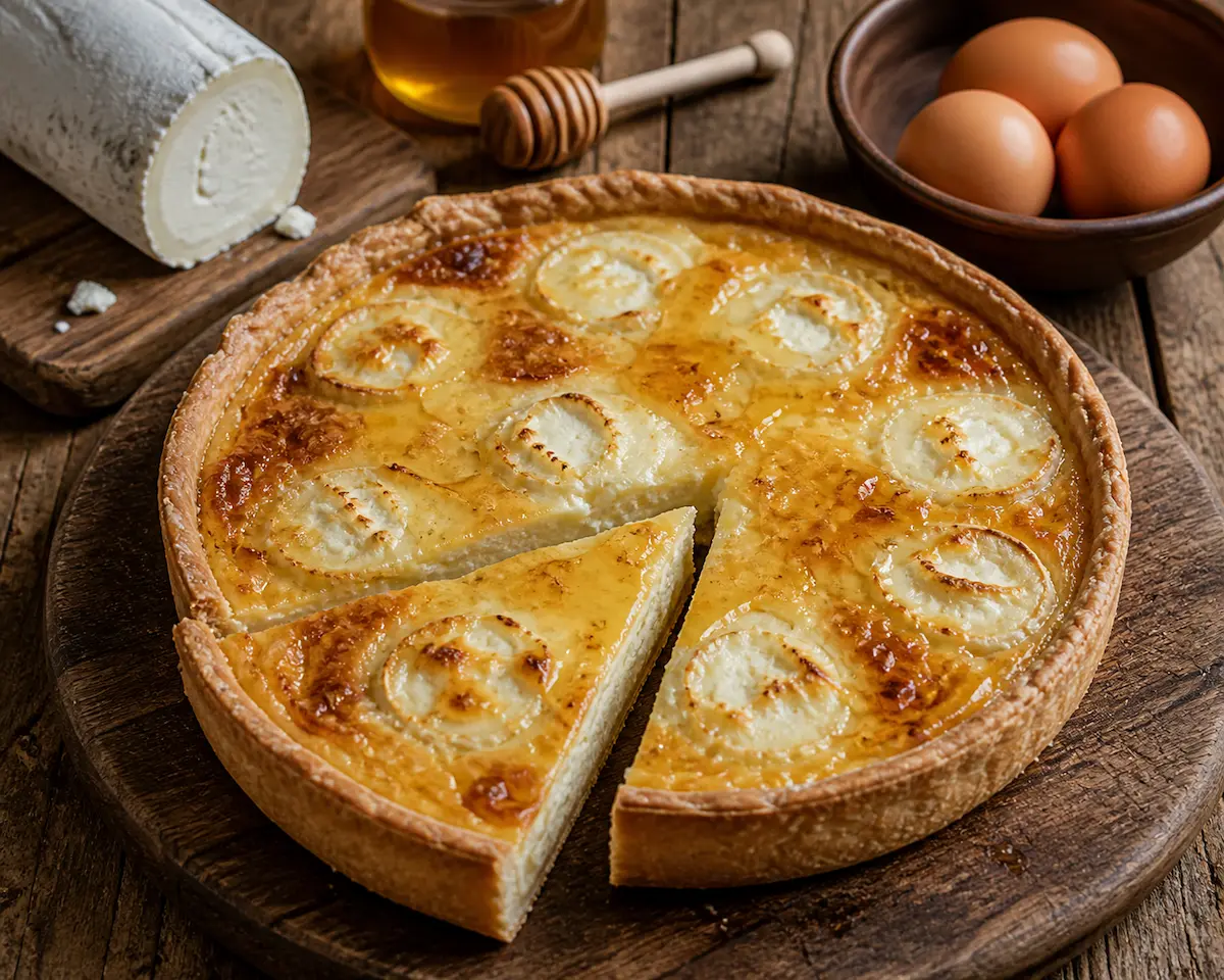 Tarte chèvre miel maison texture fondante et dorée