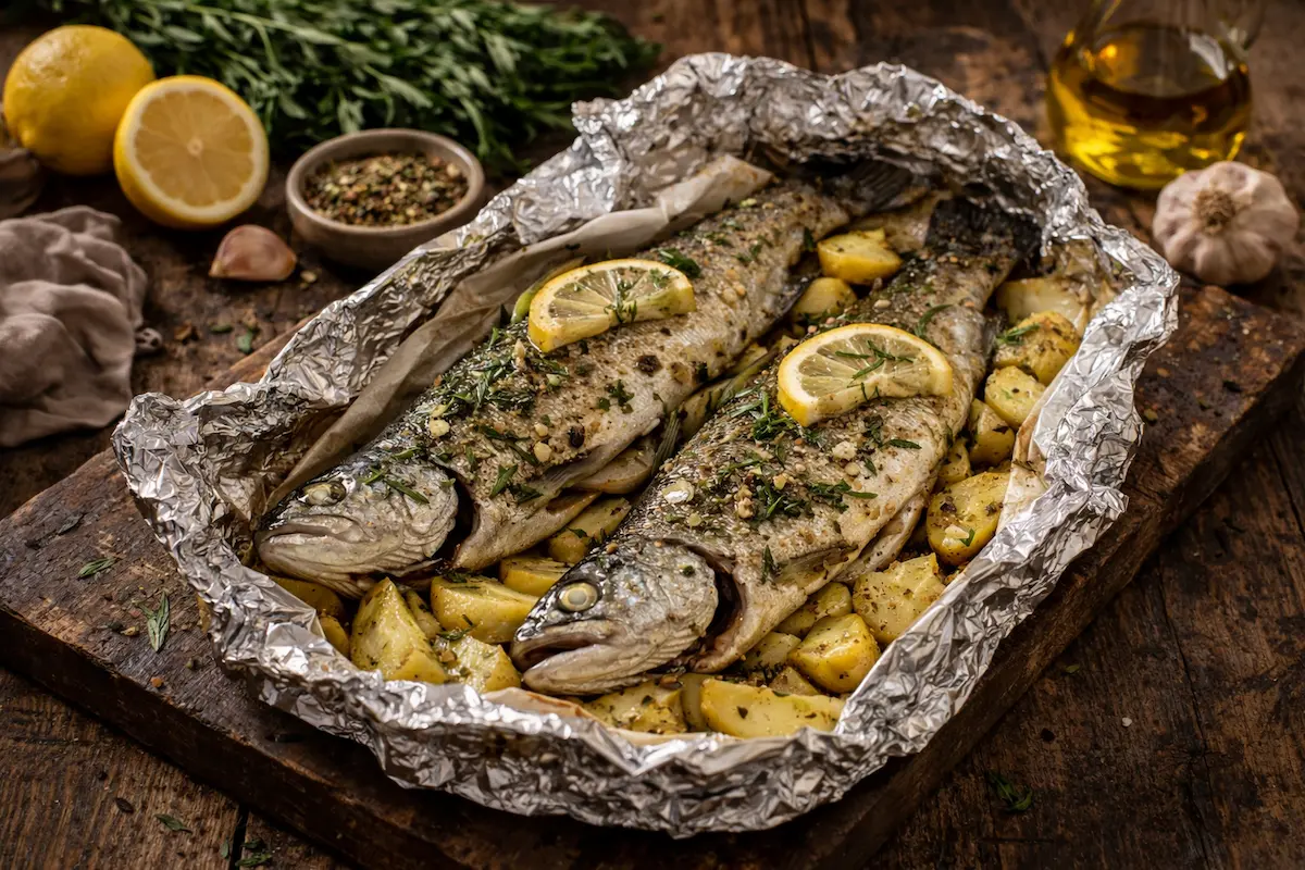 Truite en papillote BBQ citron estragon recette poisson grillé facile
